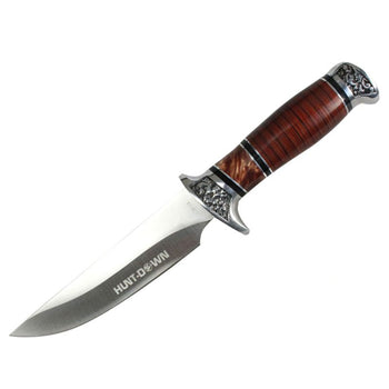 Hunt-Down - 12″ Fixed Blade Brown & Chrome Knife