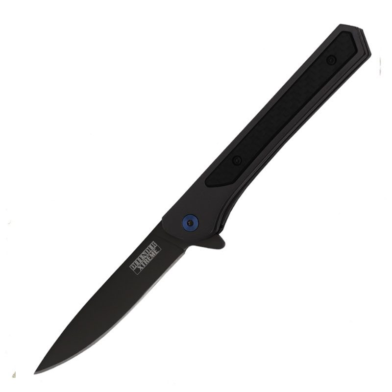 Defender-Xtreme - 8″ Black Titanium Coated Ball Baring Folding Knife