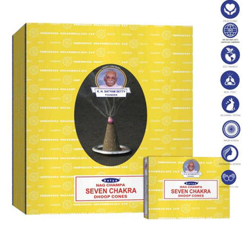 Satya - Seven Chakra Dhoop Cones (12 Cones, 1″)