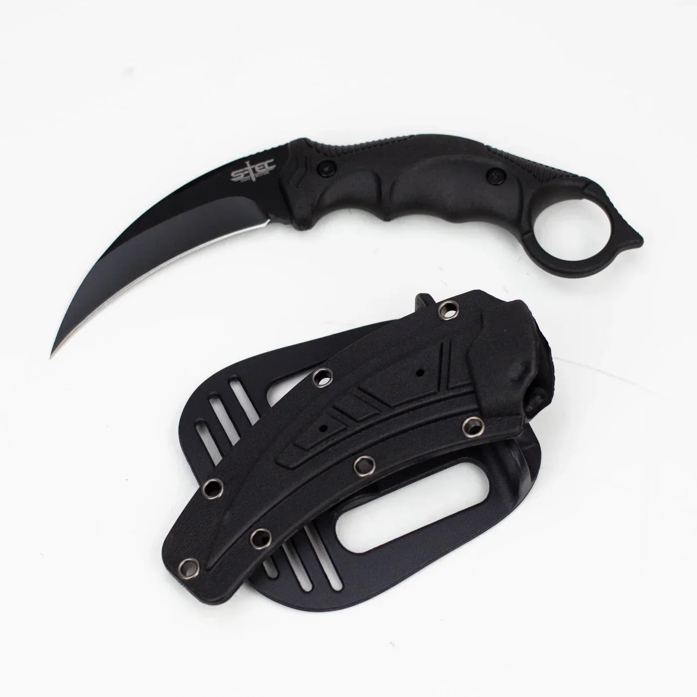 S-TEC - 8" Black Boot Skinner Knife w/ Sheath