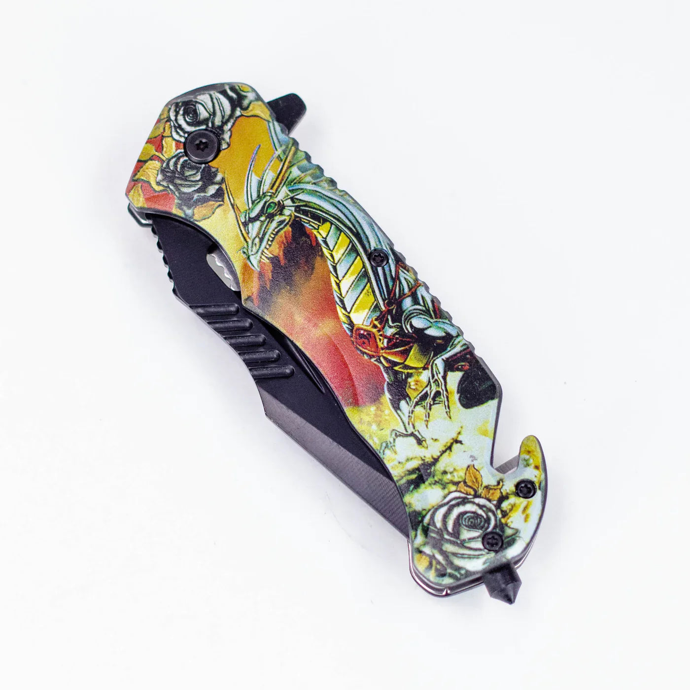 Defender-Xtreme - 8" Glass Breaker Folding Knife - Magic Dragon