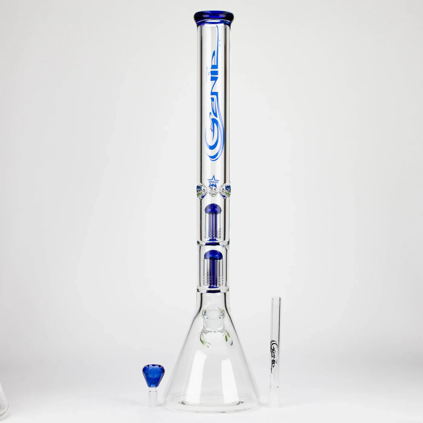 Genie 24" Dual 6 Arms 9mm Glass Water Beaker Bong