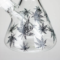 14″ Glow-in-the-Dark Glass Beaker Bong - Leaf
