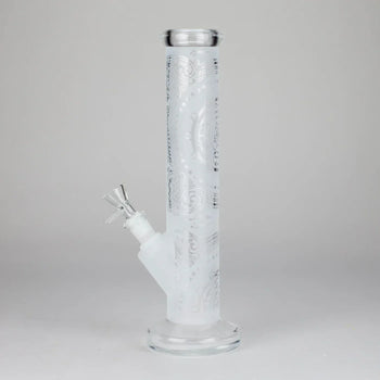 11″ Straight Tube Classic Frosted Glass Bong - Pattern 1
