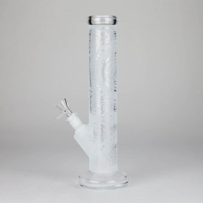11″ Straight Tube Classic Frosted Glass Bong - Pattern 1