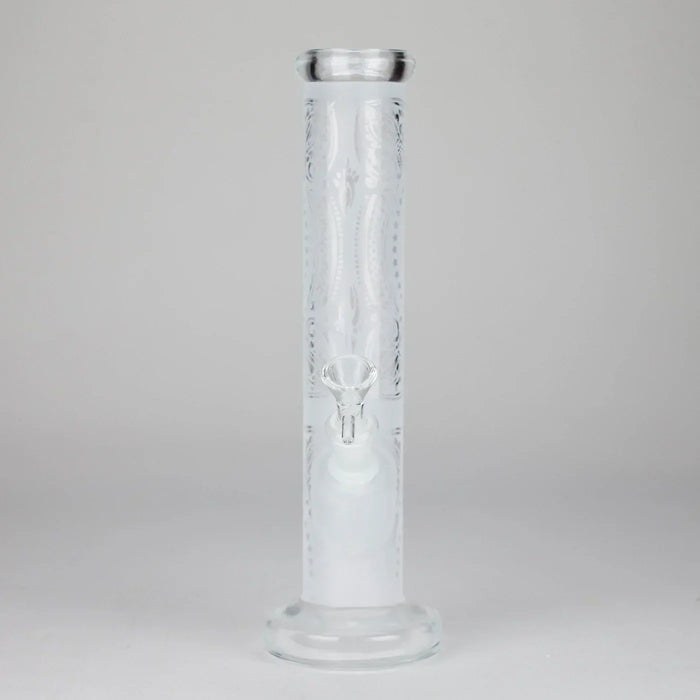 11″ Straight Tube Classic Frosted Glass Bong - Pattern 1