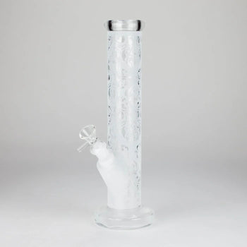 11″ Straight Tube Classic Frosted Glass Bong - Pattern 5