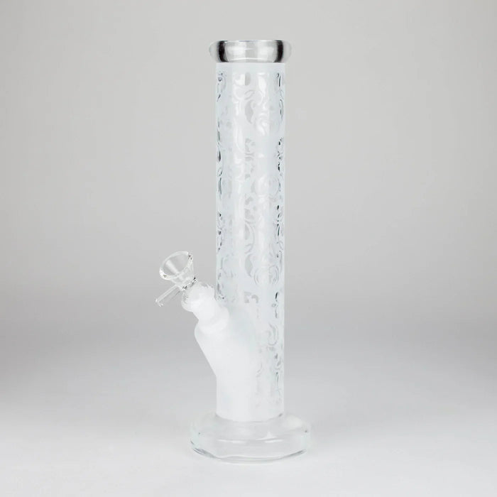 11″ Straight Tube Classic Frosted Glass Bong - Pattern 5