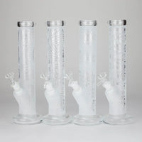 11″ Straight Tube Classic Frosted Glass Bong - Pattern 1