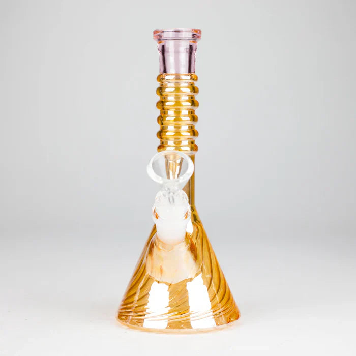 8" Shiny 6-Rings Beaker Bong w/ Handle Slide