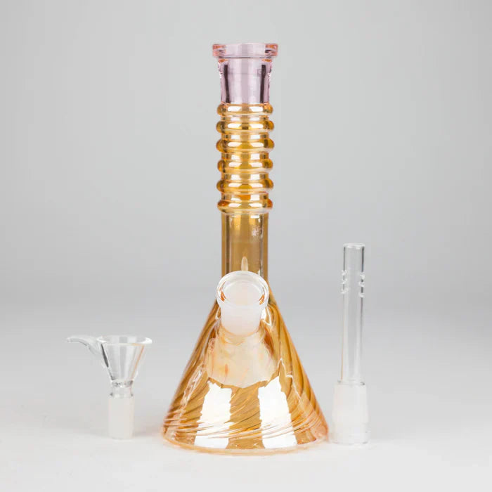 8" Shiny 6-Rings Beaker Bong w/ Handle Slide