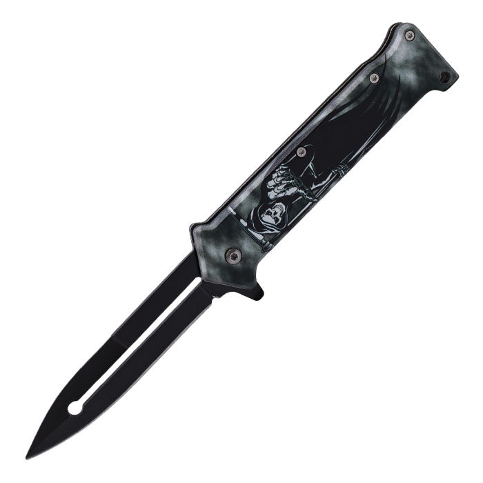 Perucci - 8" Black & Grey Evil Man Foldable Matt Finish Pocket Knife