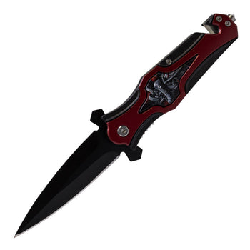 Perucci - 9" Red-Black Wolves Pack Illustration Foldable Pocket Knife