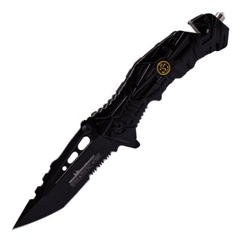 Snake Eye - 8" Black Engraved Foldable Pocket Knife