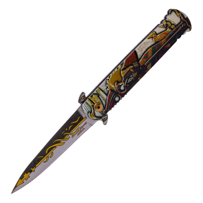 Black Widow - 8" Eagle Print Intricate Design Pocket Knife