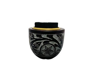 ZenN - Burgundy Leaf And Flower With Brass Jali Charcoal Burner