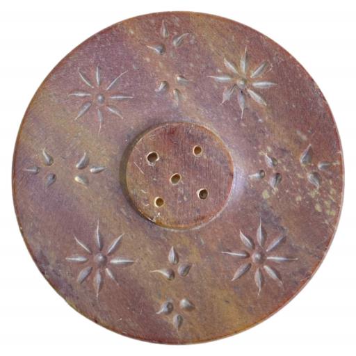 ZenN - Natural Soapstone Star Pattern Round Ash Catcher,
