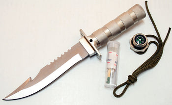 Hunt-Down - 12" All Chrome Fixed Blade Survival Knife