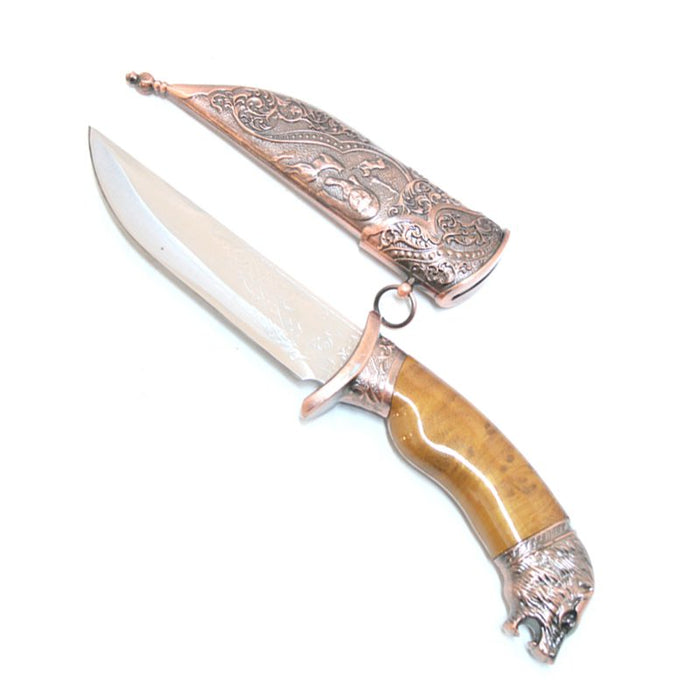 12.25″ Huntmaster Knife w/ Silver Wolf Pommel