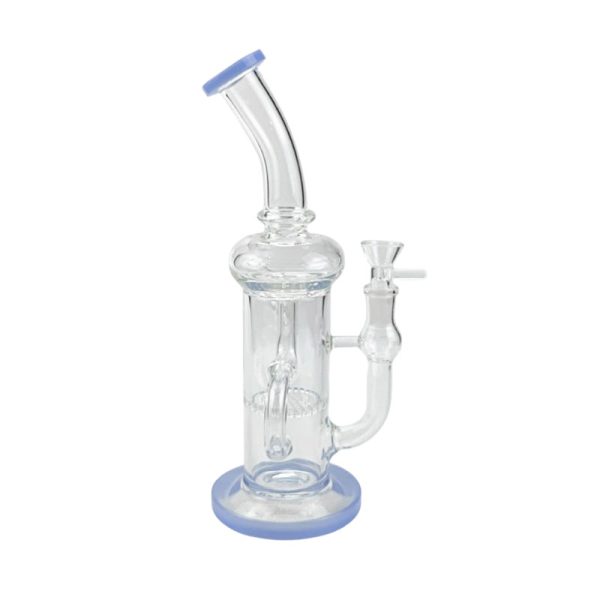 11" 5mm Honey Comb Recycler Jade Blue Glass Bong
