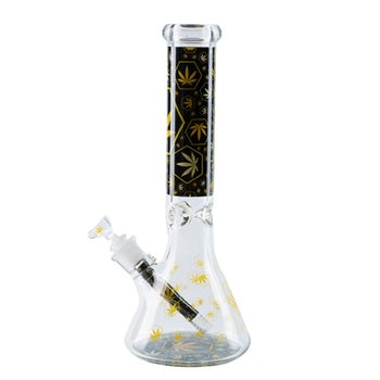 14″ 7mm Weed Leaf Design Exclusive License Glass Bong
