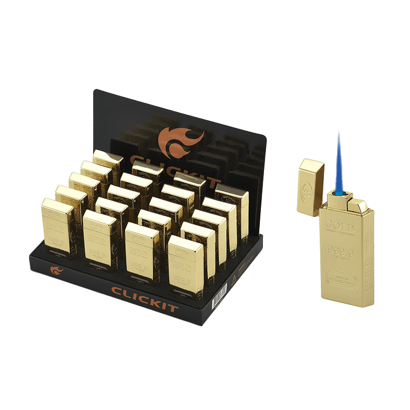 Click-It - Gold Single Flame Lighter