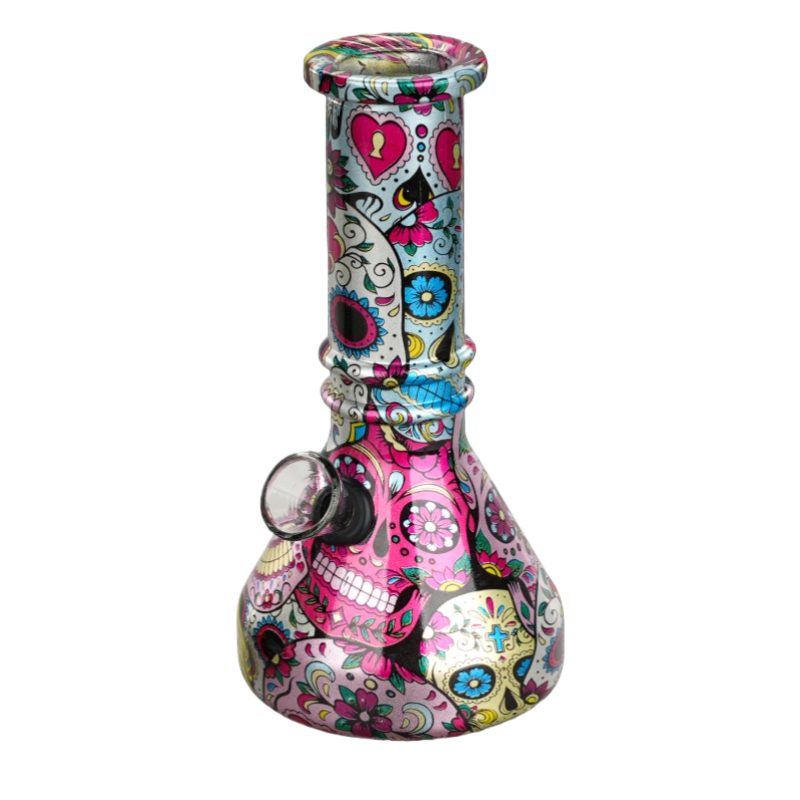6” Sugar Skulls Vivid Vault Beaker Bong