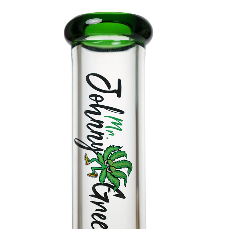 Johnny Green - 16″ 9mm Straight Tube w/ Grid Percolator Slide – Green