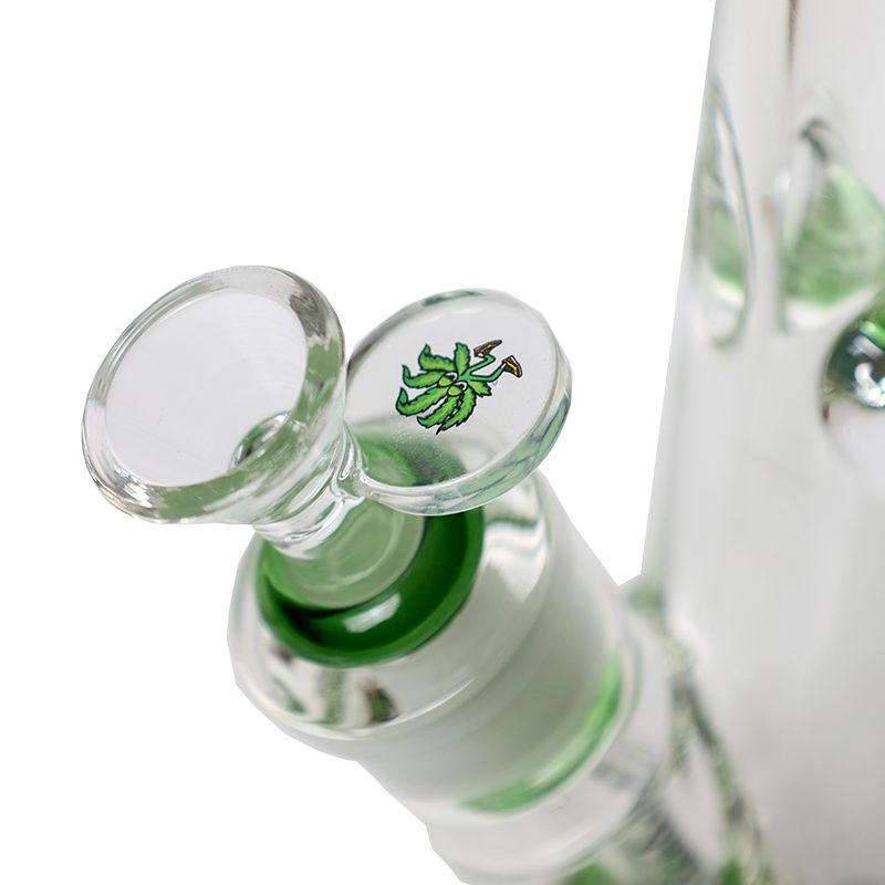 Johnny Green - 16″ 9mm Straight Tube w/ Grid Percolator Slide – Green