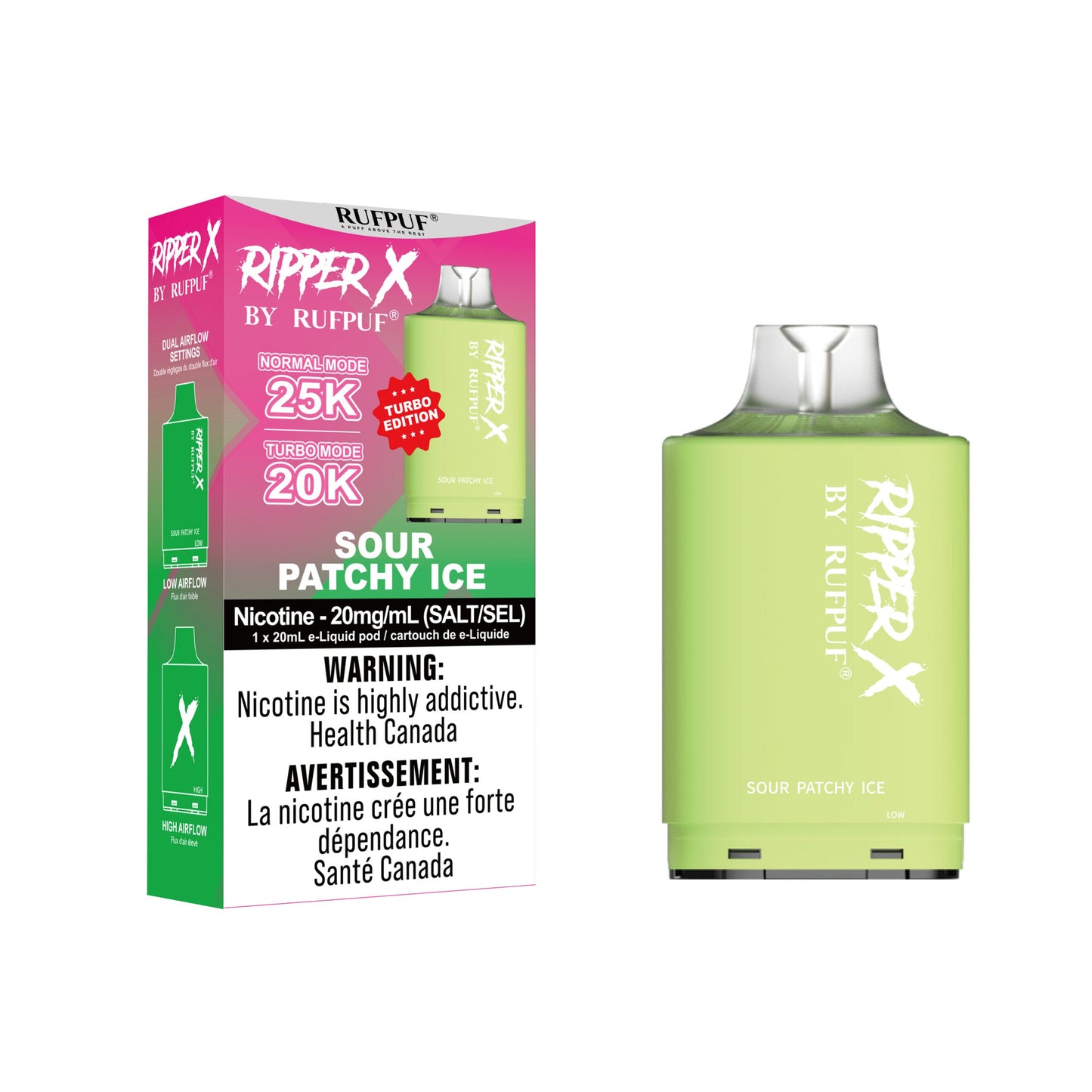 Pod de remplacement Gcore Rufpuf Ripper X 20 ml 20 000 ou 25 000 bouffées niveau X