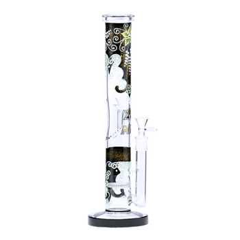 Nice Glass - 14" Glow-In-The-Dark Double Honeycomb Straight Bong