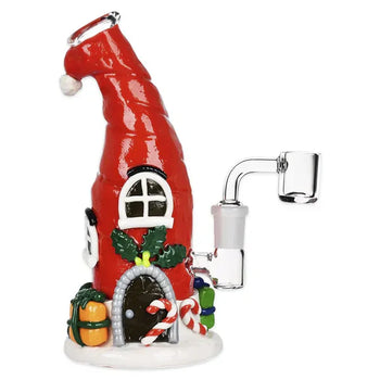7.5" Santa Cap Elf House 3D Painted Dab Rig