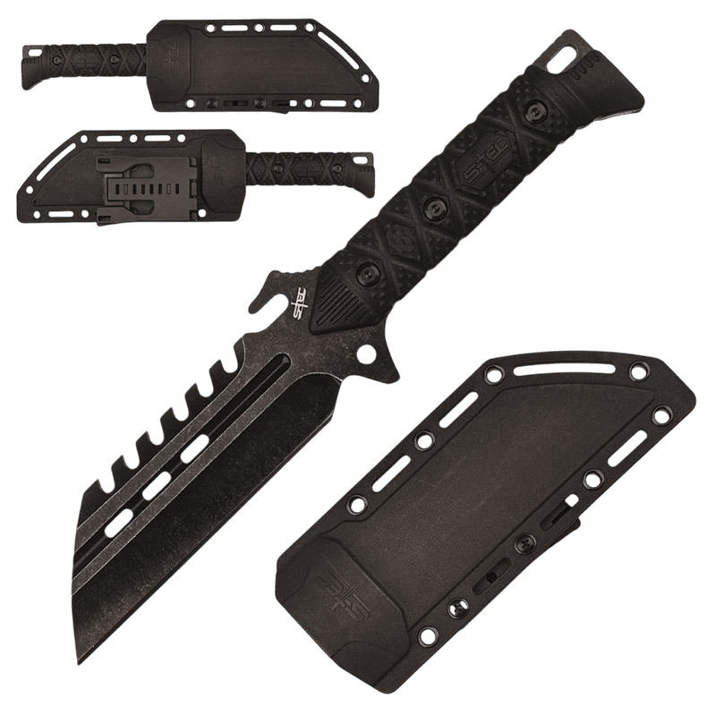 S-TEC - 10.5″ Dark Halo Fixed Blade Full Tang Knife w/ ABS Sheath
