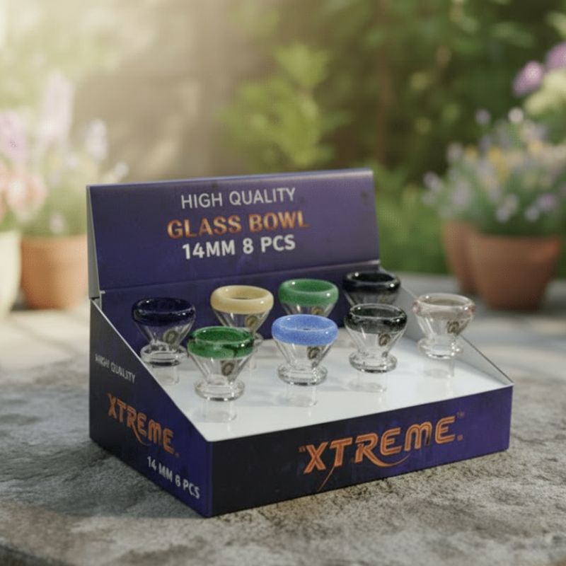 Xtreme - 14mm Flower Style Coloured Rim Glass Bowl