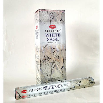 HEM Precious White Sage 9″ Incense Sticks – Hex Box (20g)