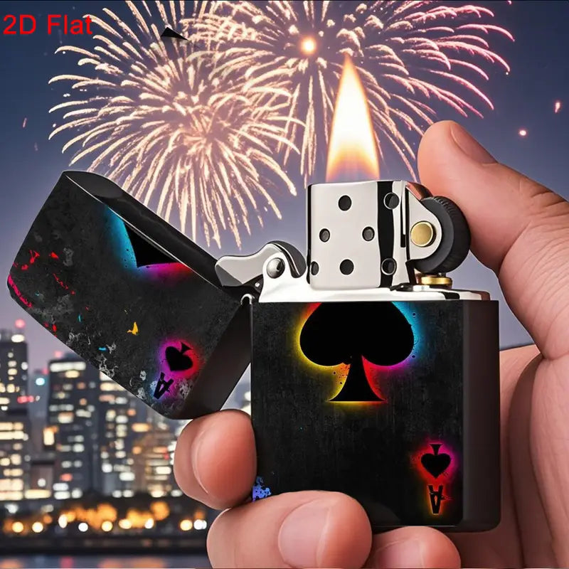 Neon Ace of Spades Metal Lighter