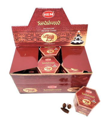 HEM Backflow Cones - Sandalwood Backflow Incense 40 Cones