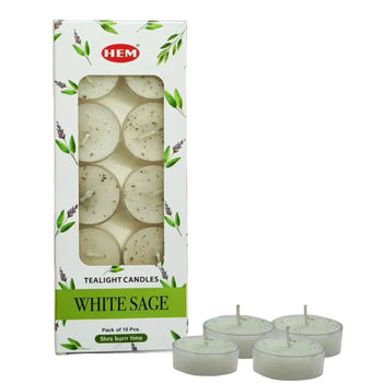 HEM - White Sage Tea Light Candles (10/Pack)