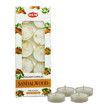 HEM - Sandalwood Tea Light Candles (10/Pack)