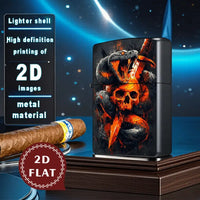 2D Flat Fiery Snake with Skull Art Retro Lighter Shell