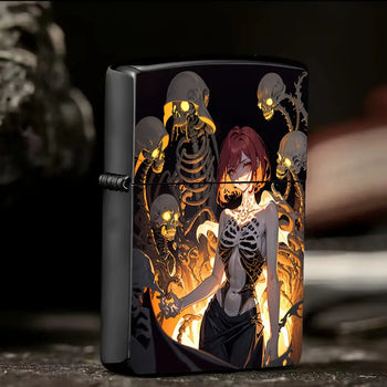 Gothic Skeleton & Glowing Skulls Metal Lighter Case
