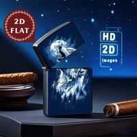 2D Flat Wolf Howling Retro Fashion Lighter Shell