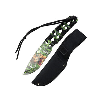 Defender - 10″ 3D Leaves & Girl Pattern Hunting Knife