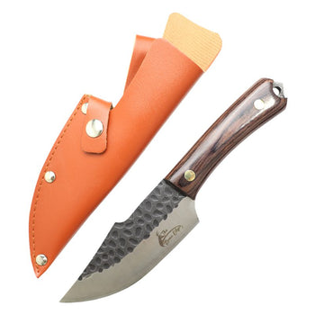 The Bone Edge - 8.3 ” Rare Edge Forged Hunter Knife w/ Hammered Blade