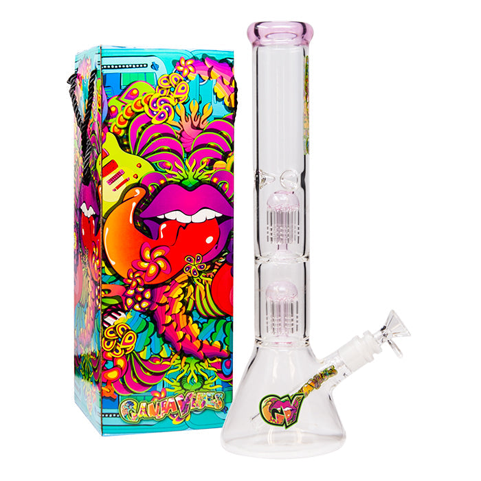 GanjaVibes 14" Double Tree Percolator Glass Bong