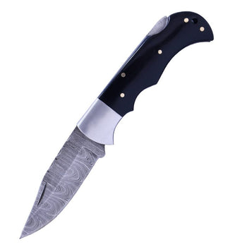 The Bone Edge - 6.5″ Damascus Lone Howl Foldable Knife