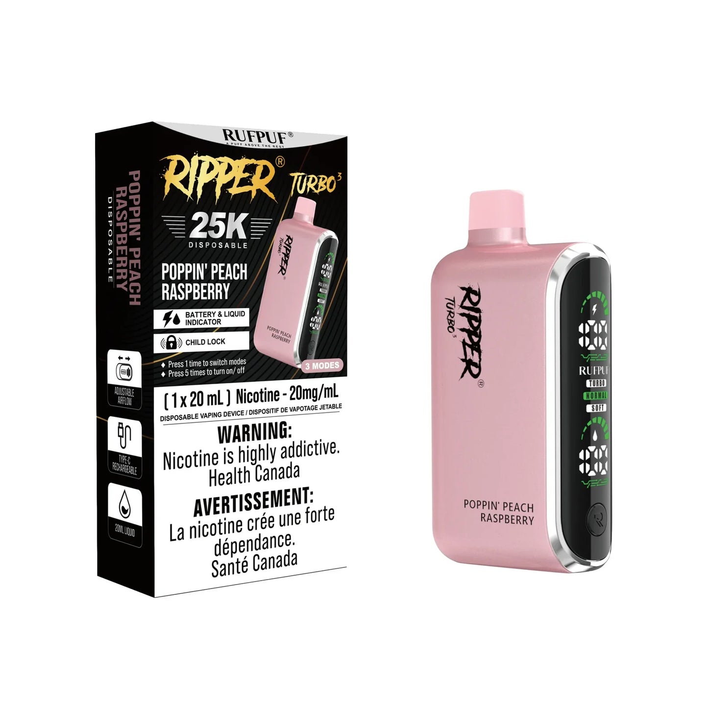 GCore Ripper T3 25k Puff Vape jetable 20 ml