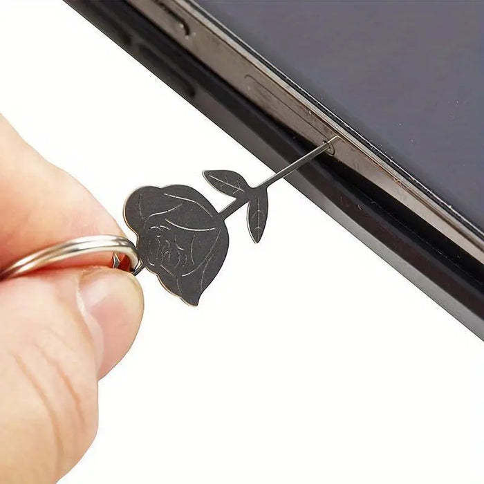 Elegant Rose Shape Stainless Steel Key Ring Tool