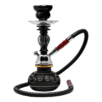 Floral Design Black 11" Glass Hookah