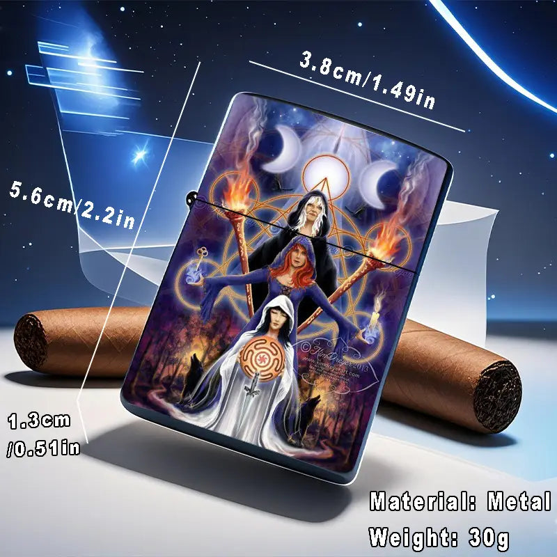 2D Wiccan Triad Mystical Aluminum Lighter Shell